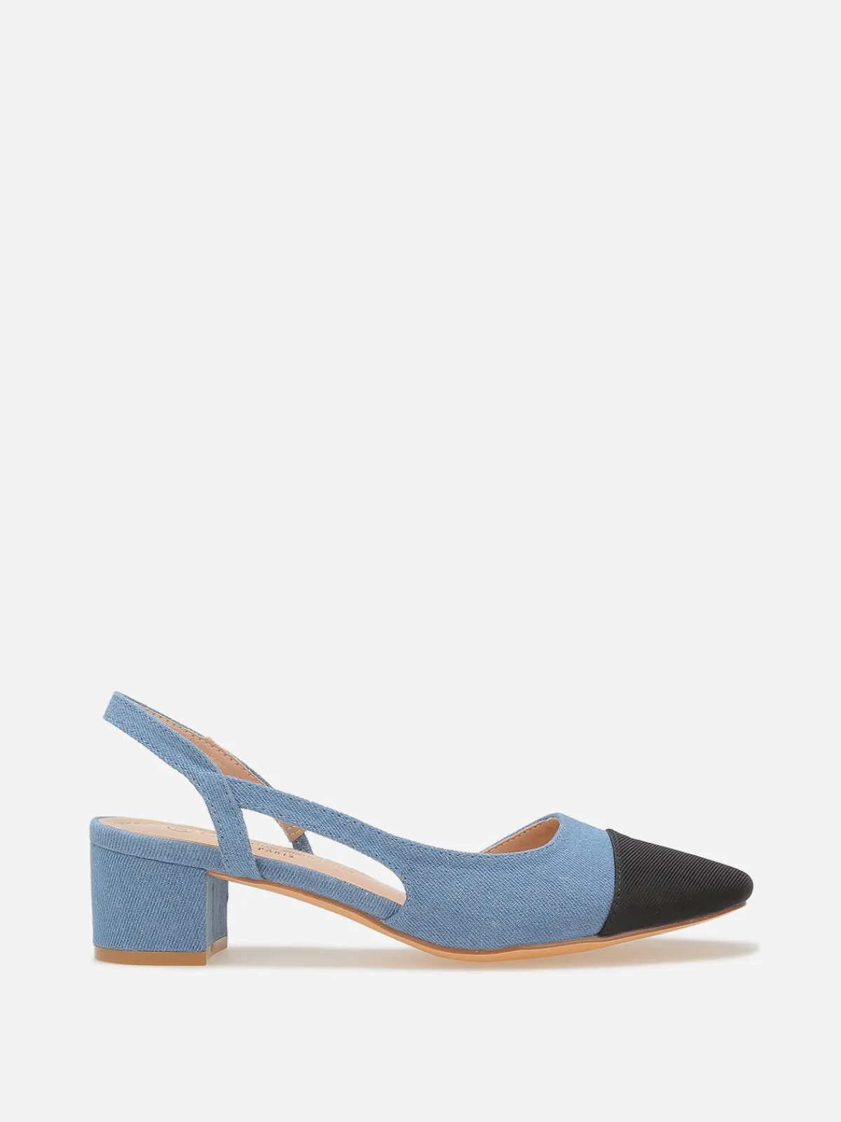 Outlet La Modeuse Escarpins slingback en denim BleuDenim