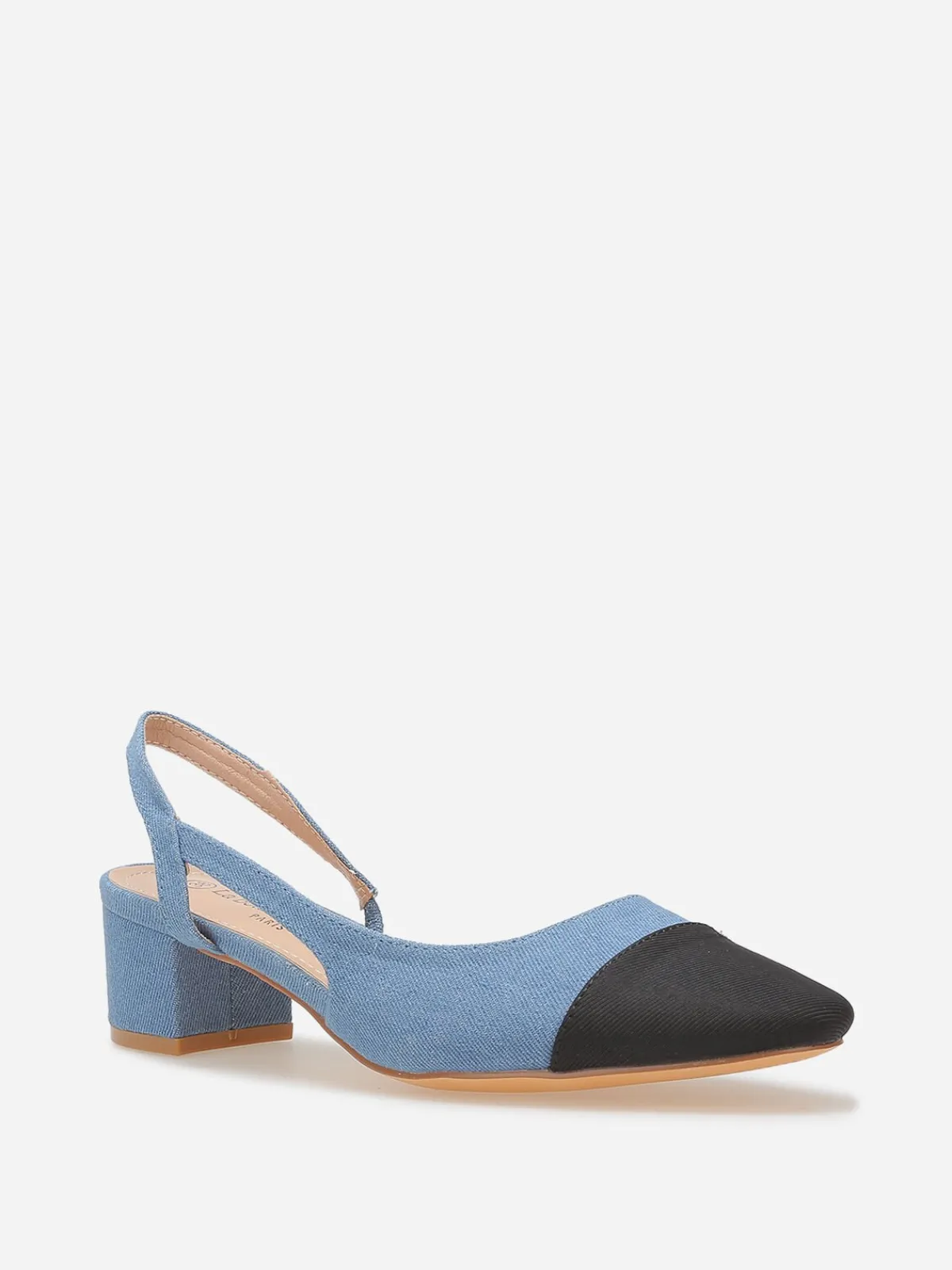 Outlet La Modeuse Escarpins slingback en denim BleuDenim