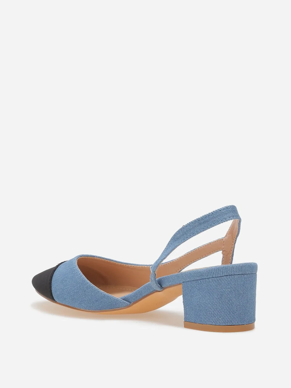 Outlet La Modeuse Escarpins slingback en denim BleuDenim
