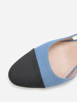 Outlet La Modeuse Escarpins slingback en denim BleuDenim