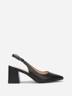 Discount La Modeuse Escarpins slingback pointus à bride réglable Noir