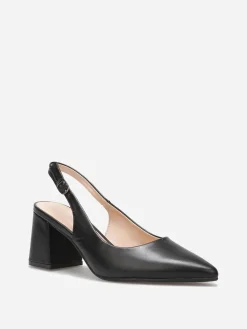 Discount La Modeuse Escarpins slingback pointus à bride réglable Noir