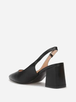 Discount La Modeuse Escarpins slingback pointus à bride réglable Noir