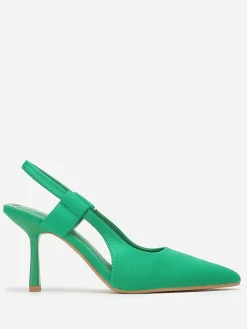 Sale La Modeuse Escarpins slingback pointus en tissu Vert
