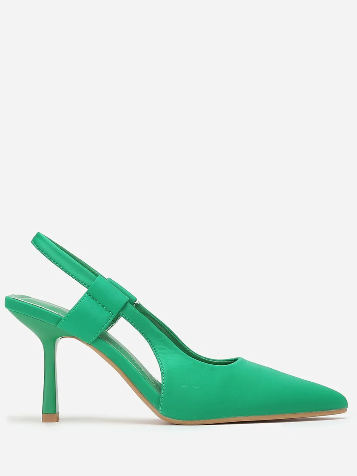 Sale La Modeuse Escarpins slingback pointus en tissu Vert