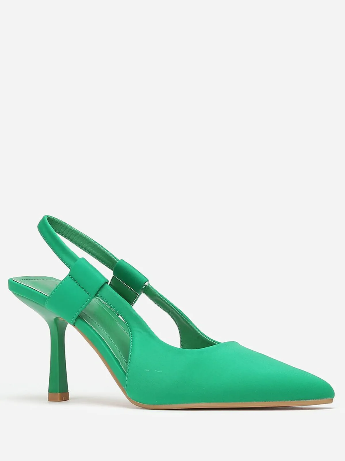 Sale La Modeuse Escarpins slingback pointus en tissu Vert
