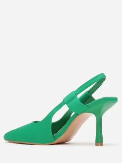 Sale La Modeuse Escarpins slingback pointus en tissu Vert