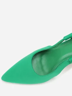 Sale La Modeuse Escarpins slingback pointus en tissu Vert