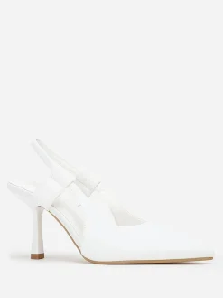 Clearance La Modeuse Escarpins slingback pointus en tissu Blanc