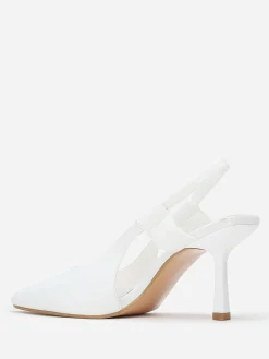 Clearance La Modeuse Escarpins slingback pointus en tissu Blanc
