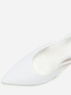Clearance La Modeuse Escarpins slingback pointus en tissu Blanc
