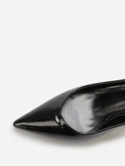 New La Modeuse Escarpins slingback texturées vernies Noir