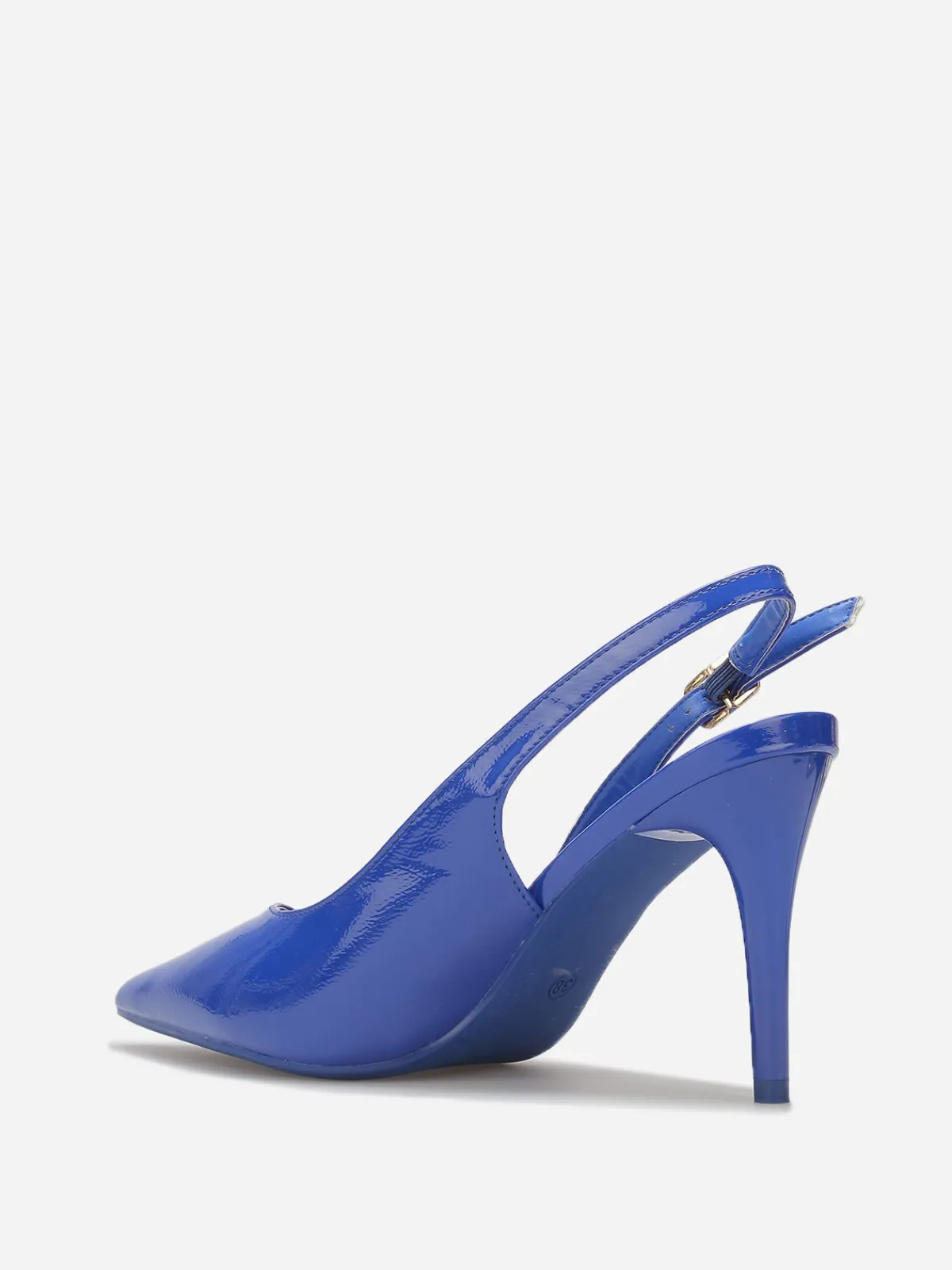 New La Modeuse Escarpins slingback texturées vernies Bleu