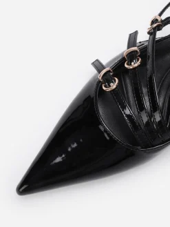 New La Modeuse Escarpins slingback vernis avec brides Noir