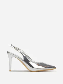 La Modeuse Escarpins slingback vernis Argenté