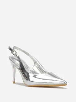 La Modeuse Escarpins slingback vernis Argenté