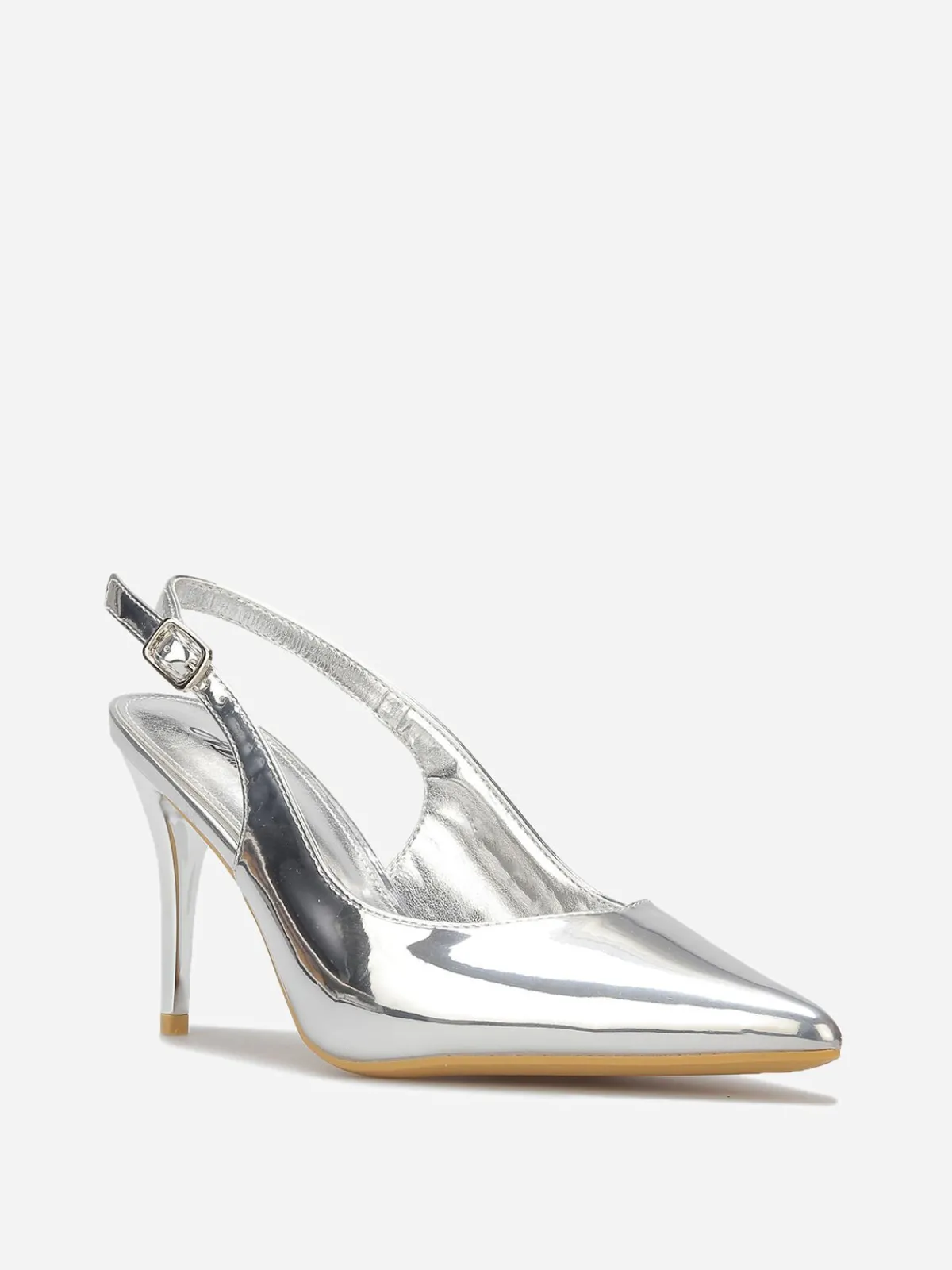 La Modeuse Escarpins slingback vernis Argenté