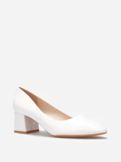 Discount La Modeuse Escarpins vernis à talon carré Blanc