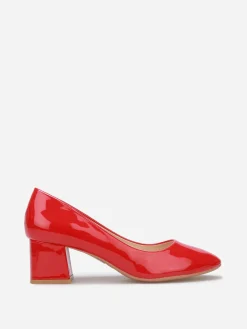 New La Modeuse Escarpins vernis à talon carré Rouge