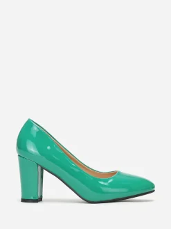 Hot La Modeuse Escarpins vernis à talon carré Vertfoncé