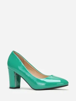 Hot La Modeuse Escarpins vernis à talon carré Vertfoncé