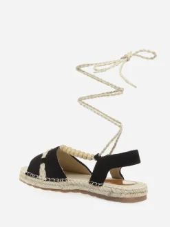 Online La Modeuse Espadrilles à lanière en chanvre Noir