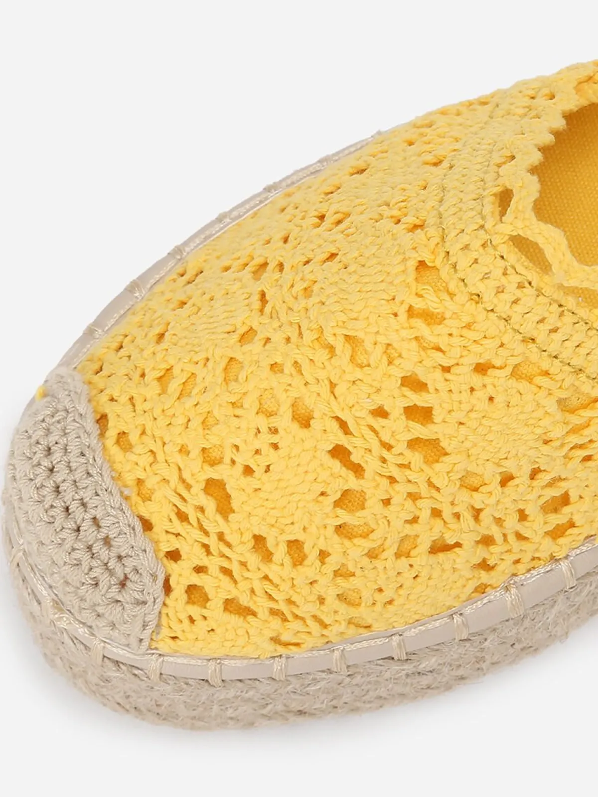 Clearance La Modeuse Espadrilles à plateforme en crochet Jaune