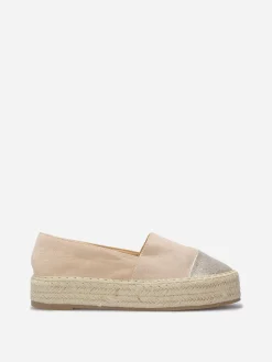 Online La Modeuse Espadrilles bi-matières à plateforme Taupe