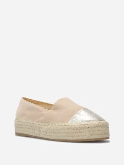 Online La Modeuse Espadrilles bi-matières à plateforme Taupe