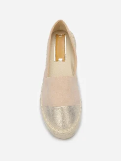 Online La Modeuse Espadrilles bi-matières à plateforme Taupe