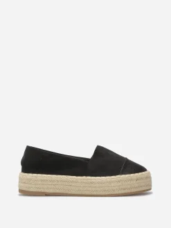 Outlet La Modeuse Espadrilles bi-matières à plateforme Noir