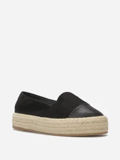Outlet La Modeuse Espadrilles bi-matières à plateforme Noir