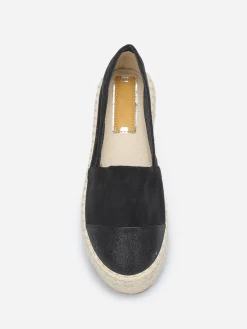 Outlet La Modeuse Espadrilles bi-matières à plateforme Noir