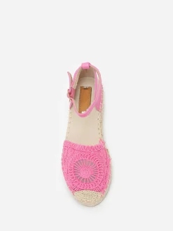 Discount La Modeuse Espadrilles bi-matières  en crochet Fuchsia