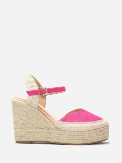 Online La Modeuse Espadrilles compensées à bride Fuchsia