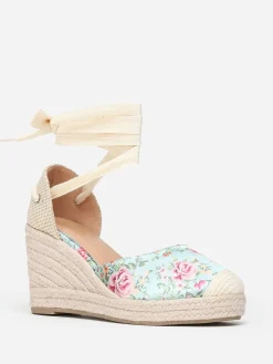 Sale La Modeuse Espadrilles compensées  à fleurs Vert