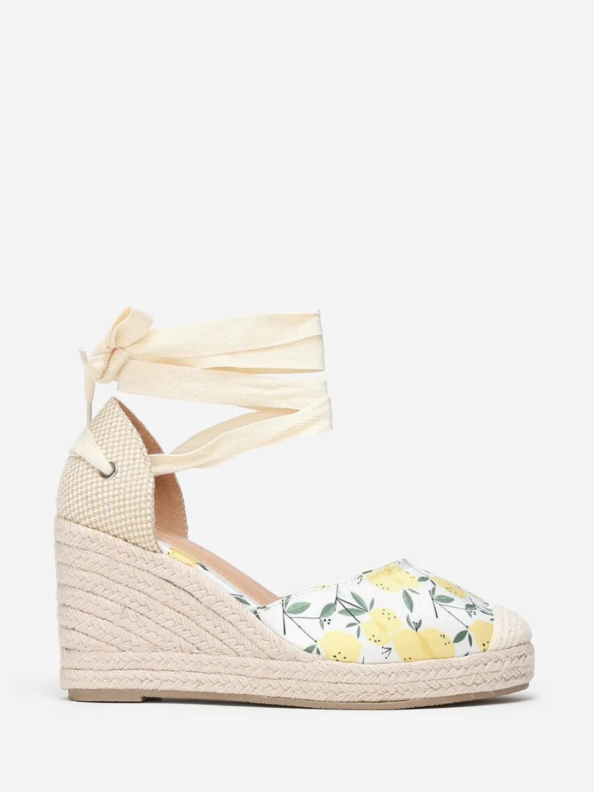 Sale La Modeuse Espadrilles compensées à imprimé citrons Jaune