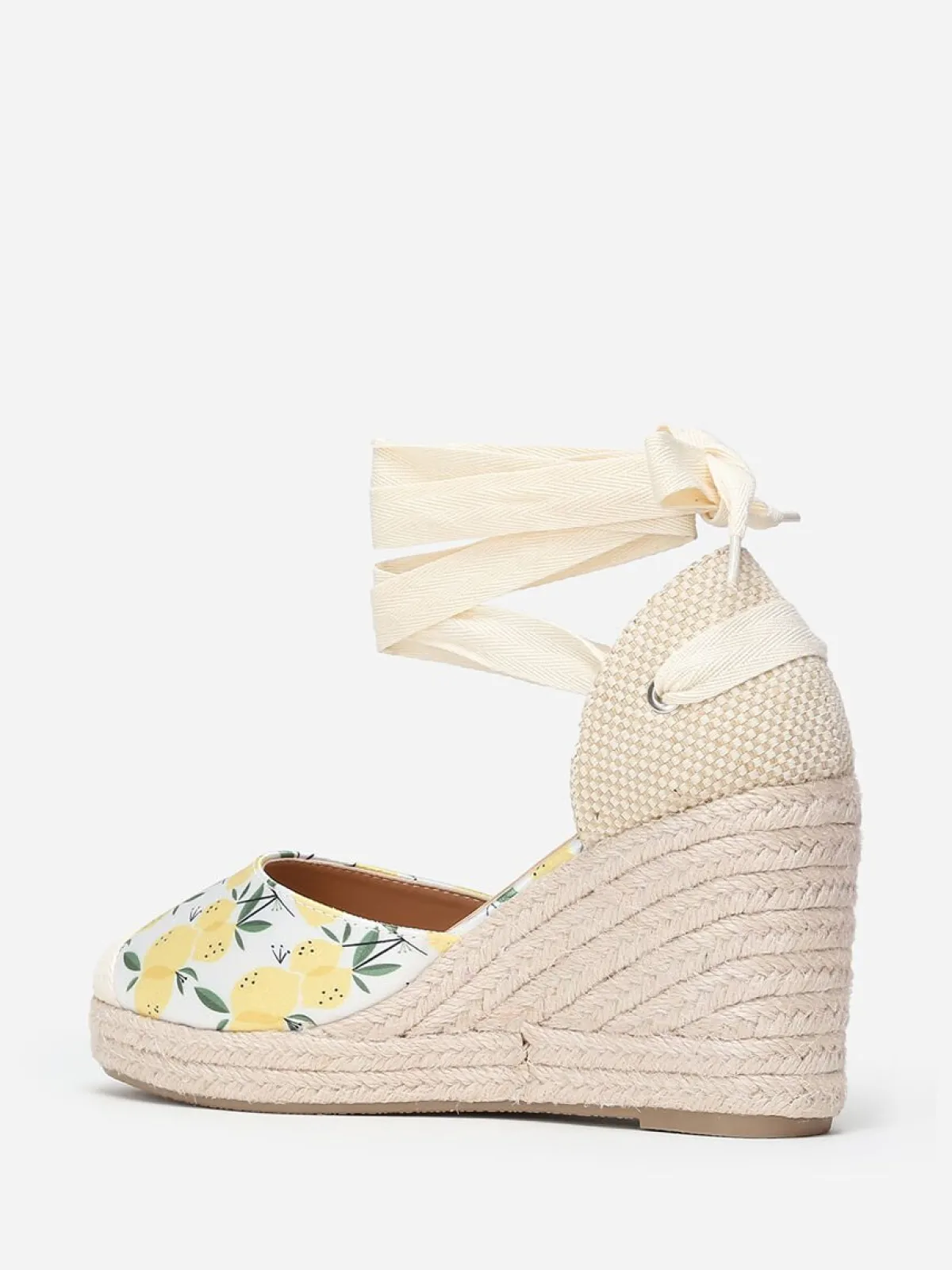 Sale La Modeuse Espadrilles compensées à imprimé citrons Jaune