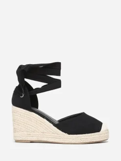 New La Modeuse Espadrilles compensées avec ruban à nouer Noir