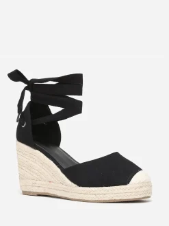 New La Modeuse Espadrilles compensées avec ruban à nouer Noir