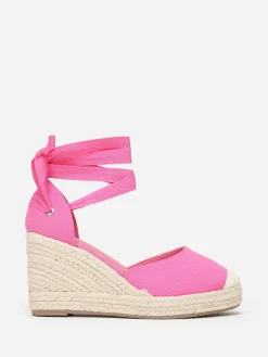 Best La Modeuse Espadrilles compensées avec ruban à nouer Fuchsia