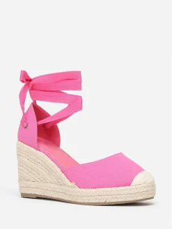 Best La Modeuse Espadrilles compensées avec ruban à nouer Fuchsia