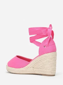 Best La Modeuse Espadrilles compensées avec ruban à nouer Fuchsia