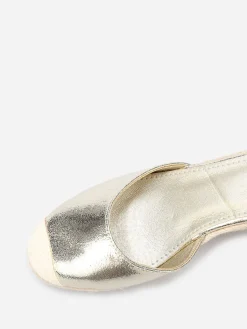 Online La Modeuse Espadrilles compensées avec ruban à nouer Doré