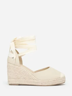 New La Modeuse Espadrilles compensées avec ruban à nouer Beige