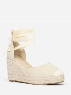 New La Modeuse Espadrilles compensées avec ruban à nouer Beige