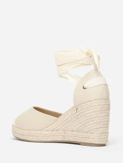 New La Modeuse Espadrilles compensées avec ruban à nouer Beige