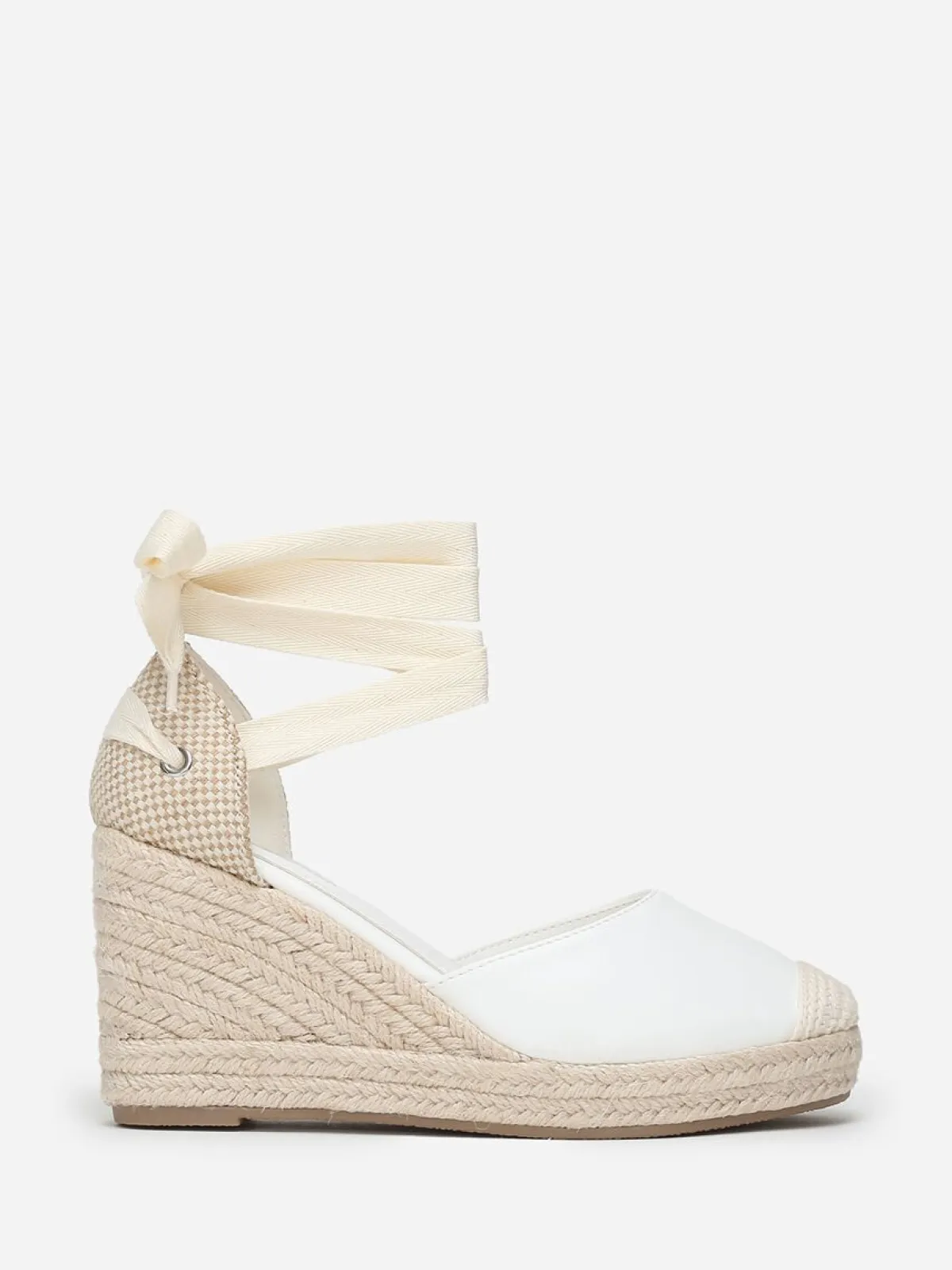 Best La Modeuse Espadrilles compensées avec ruban à nouer Blanc