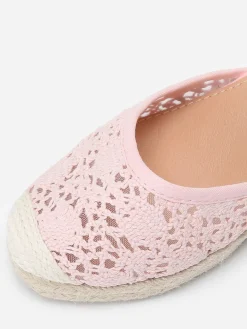Clearance La Modeuse Espadrilles compensées dentelées à nouer Rose