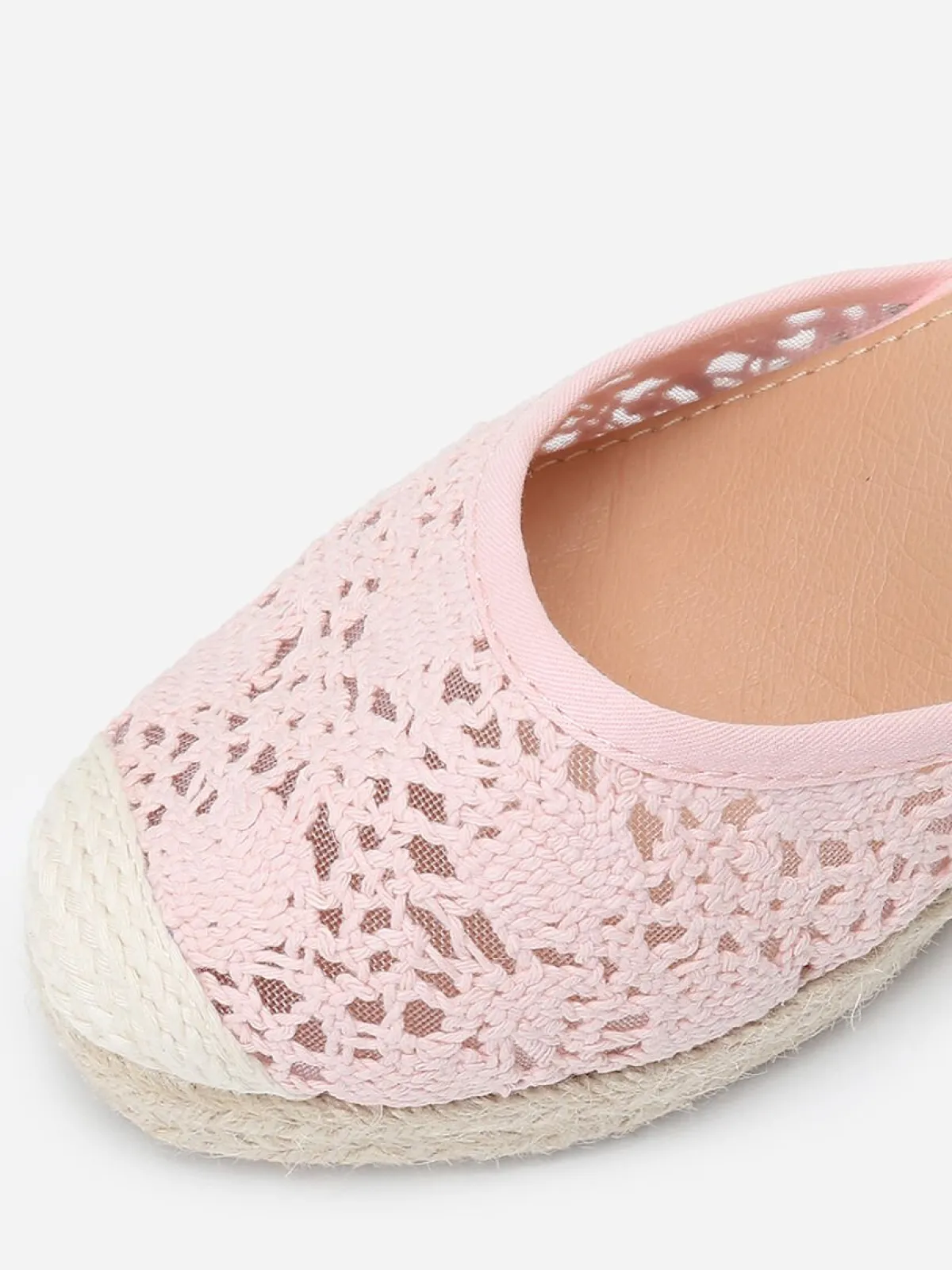Clearance La Modeuse Espadrilles compensées dentelées à nouer Rose